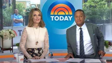 Alice + Olivia Taeyn Lace Bodysuit worn by Savannah Guthrie as seen in Today on September 24, 2025