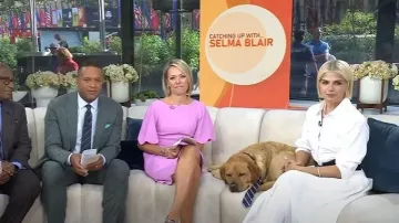 Vestido con cinturón Simkhai Olson usado por Selma Blair como se ve en Today el 24 de septiembre de 2025