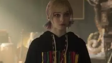 Wednesday S02 Emma Myers Embroidered Cropped Hoodie worn by Enid Sinclair (Emma Myers) as seen in Wednesday (S02E06)