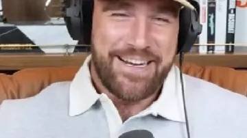 New Heights Grey Sweatshirt worn by Travis Kelce in Shoutout Mama Kelce for showing us where Jason’s saxophone journey began @gillette