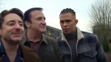 Levi's Type III Sherpa Trucker Jacket worn by Ashley "Ash" Dennings (Aaron Heffernan) as seen in Brassic (S07E01)