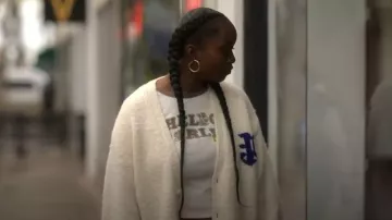 Purple Brand Cardigan White Mens Knitwear worn by Naima Stewart (Aderinsola Olabode) as seen in Reasonable Doubt (S03E03)