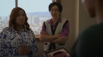 Urban Outfitters UO Franklin Cardigan Sweater Vest worn by Daniel Kim (Tim Jo) as seen in Reasonable Doubt