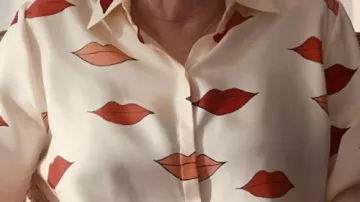 Lips Printed Blouse worn by Deborah Vance (Jean Smart) in TV Series Hacks S04