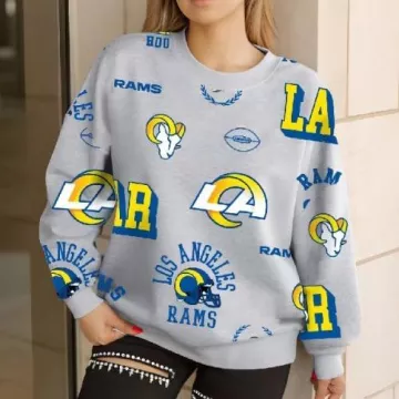 Los Angeles Rams Gameday Couture Always On Repeat  Grey Fleece Sweatshirt