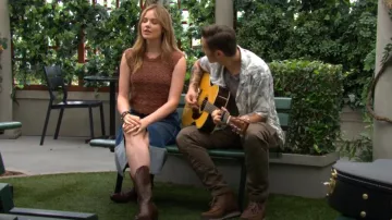 Ba&sh Vicky Denim Midi Skirt worn by Tessa Porter ( Cait Fairbanks) as seen in The Young and the Restless on September 9, 2025