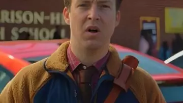 English Teacher Brown Pile Jacket worn by Evan Marquez (Brian Jordan Alvarez) as seen in English Teacher (S01E07)
