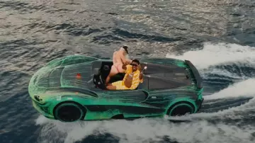 Casablanca Yellow Wavy Gradient Crochet Shorts worn by Rob49 in Travis Scott - TOPIA TWINS (Official Music Video) ft. Rob49, 21 Savage