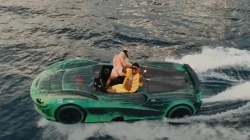 Casablanca Yellow Wavy Gradient Crochet Shirt worn by Rob49 in Travis Scott - TOPIA TWINS (Official Music Video) ft. Rob49, 21 Savage