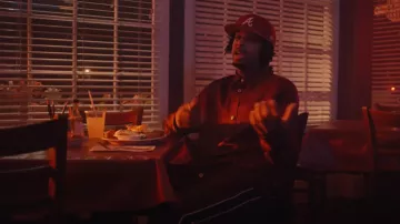 Loewe Burgundy & Black Stripe Trackpants worn by 21 Savage in USHER, Summer Walker, 21 Savage - Good Good (Official Music Video)