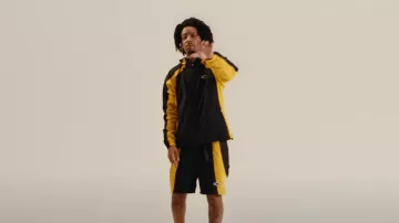 Corteiz Black & Yellow Windbreaker Jacket worn by 21 Savage in Burna Boy - Sittin’ On Top Of The World (feat. 21 Savage) [Official Music Video]