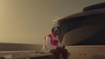 Sergio Tacchini Veste de survêtement Mosiac blanche portée par 21 Savage à Drake, 21 Savage - Spin Bout U