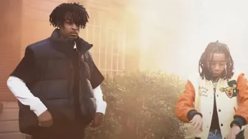 Kapital Black Fringed Puffer Vest worn by 21 Savage in YBN Nahmir - Opp Stoppa (feat. 21 Savage) [Official Music Video]