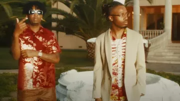 Kapital Red Hawaiian Kamehameha Skeleton Shirt worn by Metro Boomin in 21 Savage x Metro Boomin - My Dawg (Official Music Video)