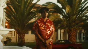 Maison Margiela Red & Gold-Tone Artisanal Kimono Shirt worn by Metro Boomin in 21 Savage x Metro Boomin - My Dawg (Official Music Video)
