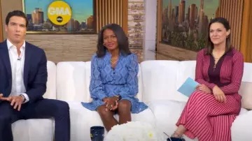 Vestido largo con cuello Me + Em usado por Maggie Rulli como se ve en Good Morning America el 29 de septiembre de 2025