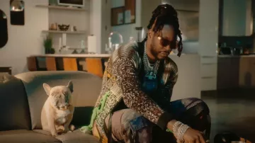 Off-White Multicolor Patchwork Long Cardigan worn by 2 Chainz in 2 Chainz - Grey Area