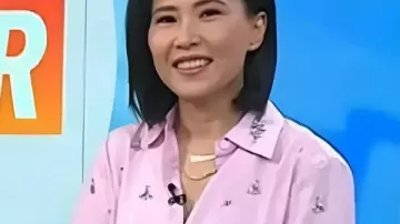 Vicky Nguyen Pink Embellished Shirt worn by Vicky Nguyen in Today