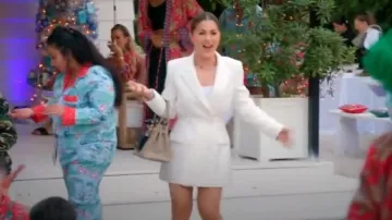 Autorretrato Vestido blazer de tafetán cruzado usado por Stephanie Shojaee como se ve en The Real Housewives of Miami (S07E17)