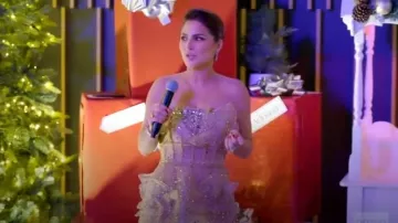 Oscar de la Renta Crystal Embroidered Grid Cocktail Dress worn by Stephanie Shojaee as seen in The Real Housewives of Miami (S07E17)