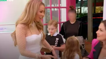 Fleur du Mal Collared Polka Dot Tulle Bodysuit worn by Lisa Hochstein as seen in The Real Housewives of Miami (S07E17)
