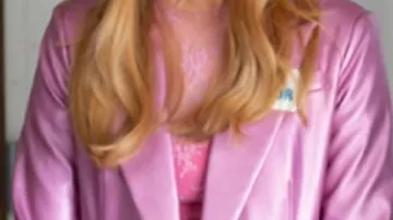 Pink Leather Blazer worn by Kaitlin Olson in High Potential