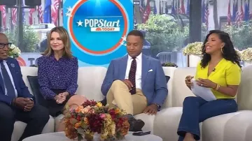 Veronica Beard Carson High Rise Flared Jeans worn by Sheinelle Jones as seen in Today on September 26, 2025