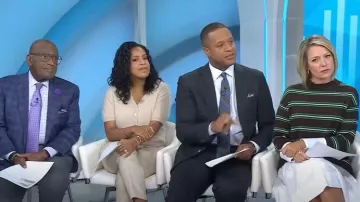 J. Crew Brushed Cashmere Short-sleeve Cardigan worn by Sheinelle Jones as seen in Today on September 29, 2025