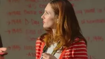 Stephanie Koenig English Teacher S02 Striped Cardigan worn by Brian Jordan Alvarez as seen in English Teacher