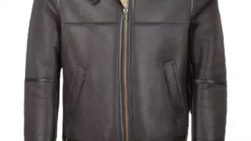 Hommes Marron Foncé RAF Shearling Bomber Cuir Blouson Aviateur Homme