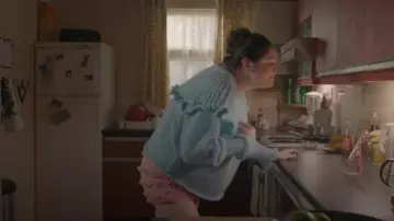 Jaded London Bye Bambi Pink Ruffle Short worn by Jessica Salmon (Megan Stalter) as seen in Too Much (S01E09)