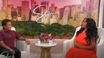 Christopher John Rogers Vestido de tanque maxi de mezcla de algodón con espalda cruzada usado por Sherri Shepherd como se ve en Sherri el 22 de septiembre de 2025