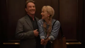 Banana Republic Oversized Embroidered Tencel™ Linen Shirt worn by Loretta Durkin (Meryl Streep) as seen in Only Murders in the Building (S05E06)