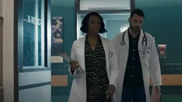 Chiara Boni La Petite Robe Lodal Zebra Faux Wrap Midi Dress worn by Dr. Carol Pierce (Tamberla Perry) as seen in Brilliant Minds (S01E10)