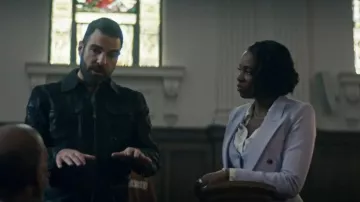 Smythe Not A DB Blazer in Pastel Lavender worn by Dr. Carol Pierce (Tamberla Perry) as seen in Brilliant Minds (S01E13)