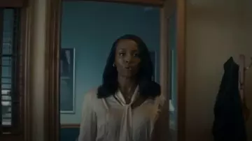 Smythe Tie Neck Blouse worn by Dr. Carol Pierce (Tamberla Perry) as seen in Brilliant Minds (S02E01)