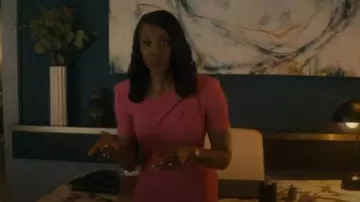 Roland Mouret Pleated Short Sleeve Crepe Midi Dress worn by Dr. Carol Pierce (Tamberla Perry) as seen in Brilliant Minds (S02E01)