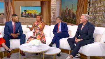 Hutch Velva Midi Dress in Brown Vintage Floral worn by Robin Roberts as seen in Good Morning America on September 30, 2025