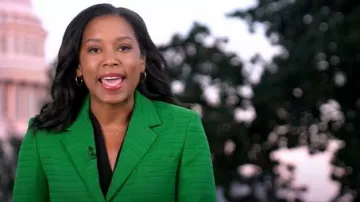 Mango Buttons Tweed Blazer worn by Rachel Scott as seen in Good Morning America on  October 1, 2025