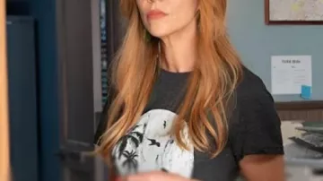 High Potential S02 Moon Graphic T-Shirt worn by Morgan Gillory (Kaitlin Olson) in High Potential (S02)