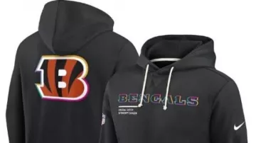 Cincinnati Bengals 2025 Crucial Catch Hoodie worn by Joe Burrow in Cincinnati Bengals vs Denver Broncos Game Highlights | 2025 NFL Season Week 4
