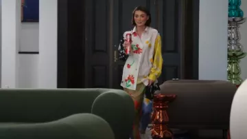 Moschino Multi Colored Printed Button Down worn by Bronwyn Newport’ as seen in The Real Housewives of Salt Lake City (S06E03)
