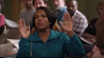 Spanx Blue Half Zip Pullover Sweatshirt worn by Barbara Howard (Sheryl Lee Ralph) as seen in Abbott Elementary (S05E01)