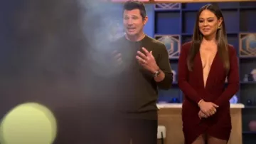 Nicholas Ruched Stretch-Jersey Mini Skirt worn by Vanessa Lachey as seen in Love Is Blind (S09E01)