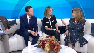 Altuzarra Claudia Polka-Dot Ruched Shirtdress worn by Hoda Kotb as seen in Today on October 2, 2025