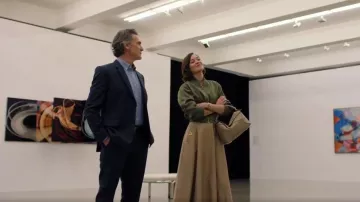 Valentino Garavani Stretch Cotton Midi Skirt worn by Celine Dumont (Marion Cotillard) as seen in The Morning Show (S04E03)