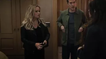 Vince Cross Front Leather Jacket worn by Bradley Jackson (Reese Witherspoon) as seen in The Morning Show (S04E03)