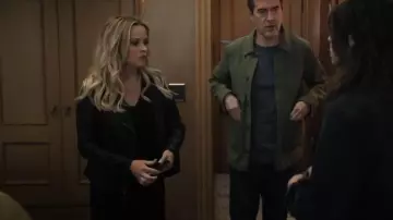 Vince Cross Front Leather Jacket worn by Bradley Jackson (Reese Witherspoon) as seen in The Morning Show (S04E03)