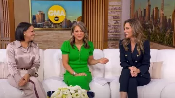 New York & Company Puff-Sleeve Polo Midi Sweater Dress worn by Ginger Zee as seen in Good Morning America on October 2, 2025