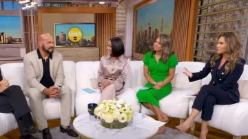 Pantalones de rayas de pierna ancha Reiss Isla usados por Stephanie Ramos como se ve en Good Morning America el 2 de octubre de 2025